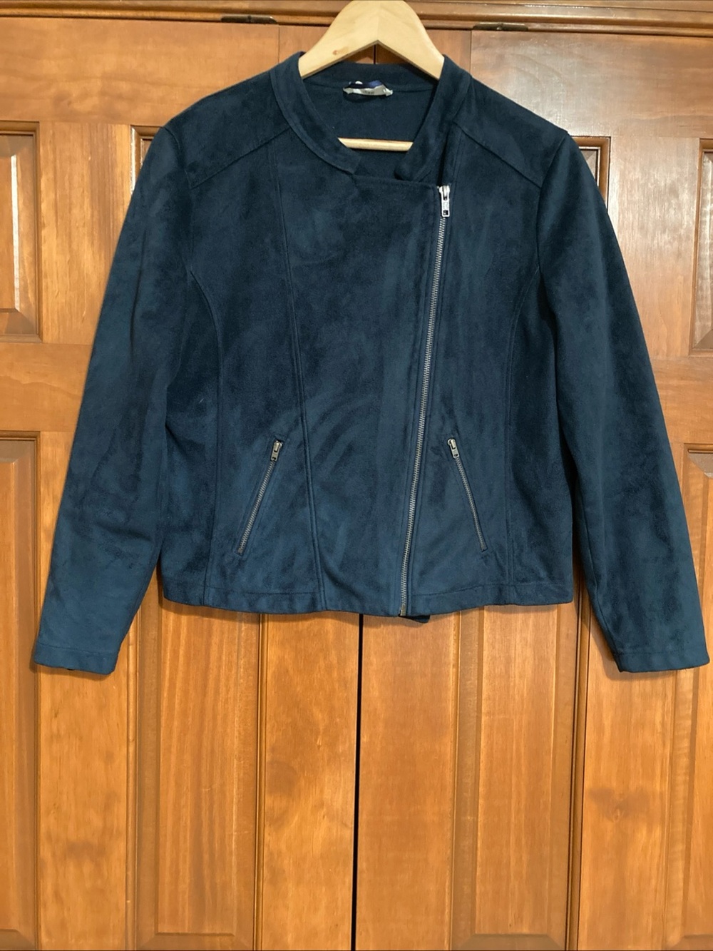 Kettlewell Women’s Chloe Moto Navy faux Suede Jacket women’s Sz large